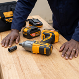 Technician preparing the impact wrench