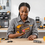 Technician preparing the Ingco 4.0Ah battery for work
