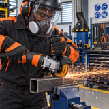 Technician using a guarded grinder with the Coofix cutting disc