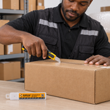 Technician using a utility knife to open packaging beside the Coofix blade set