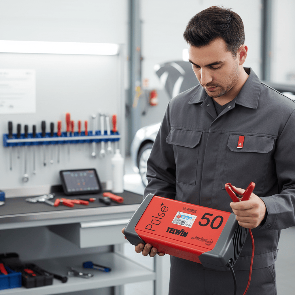 Telwin Booster Cable & Battery Charger Telwin Pulse 50 Automatic Electronic Battery Charger, Maintainer & Start Aid 6V/12V/24V - TEL-807588