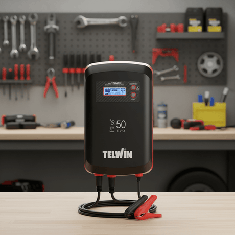 Telwin Booster Cable & Battery Charger Telwin Pulse 50 Evo Automatic Battery Charger, Maintainer & Tester with LCD Display 12V/24V - TEL-807611