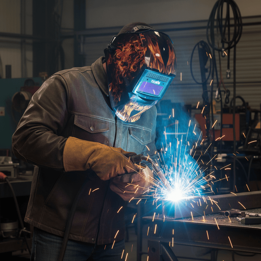 Telwin Safety Helmets Telwin Stream Flame Auto-Darkening Welding Helmet with Grinding Mode for MIG-MAG, MMA & TIG Welding - TEL-804235
