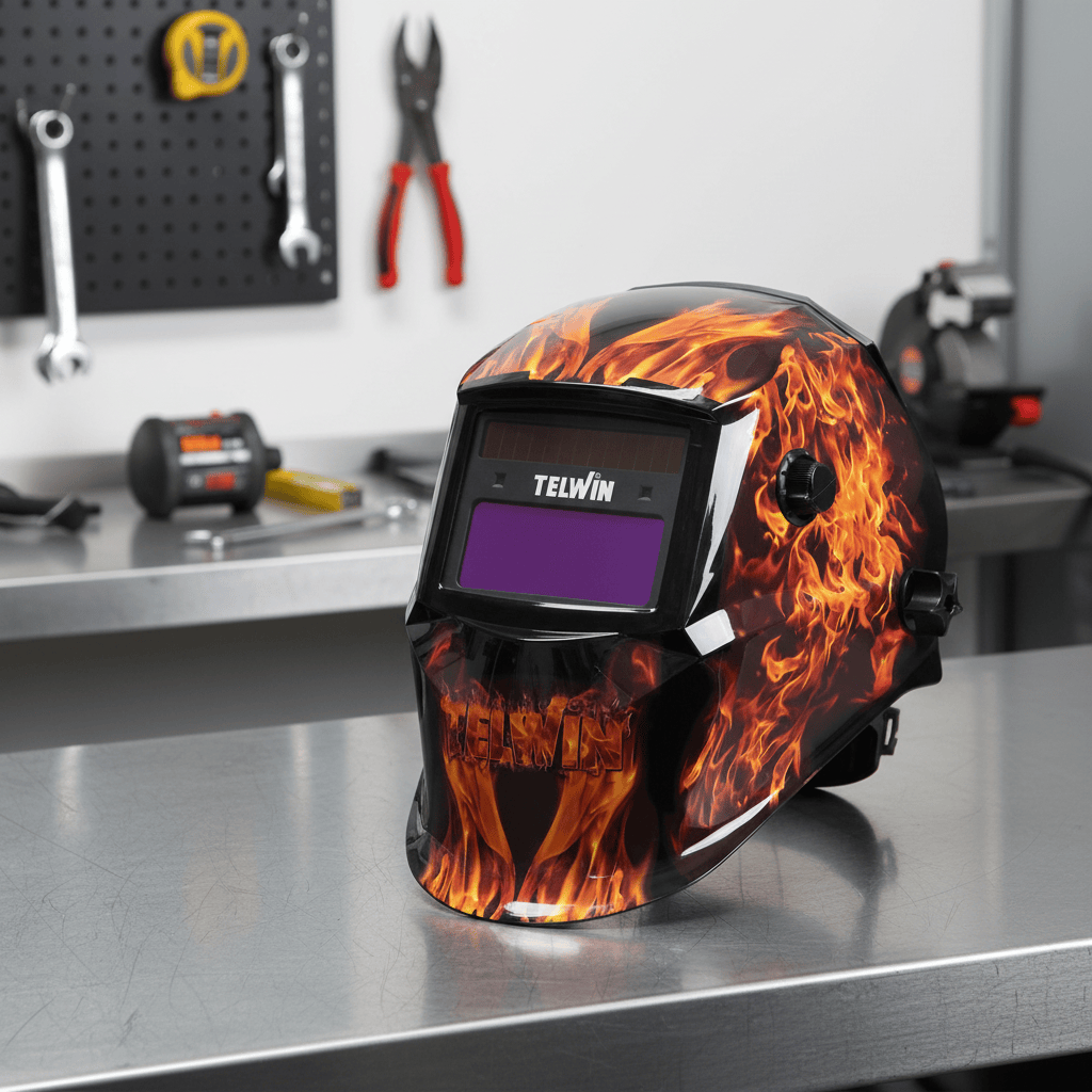 Telwin Safety Helmets Telwin Stream Flame Auto-Darkening Welding Helmet with Grinding Mode for MIG-MAG, MMA & TIG Welding - TEL-804235