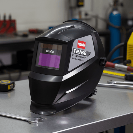 Telwin Safety Helmets Telwin Tribe Automatic Welding Helmet with Solar-Powered Auto-Darkening Lens for MIG-MAG, MMA & TIG Welding - TEL-802658