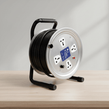 Tera Building Materials Tera Professional 3-Pin Silver Extension Cable Reel 3G × 2.0mm² with 4 Sockets | 25m & 50m