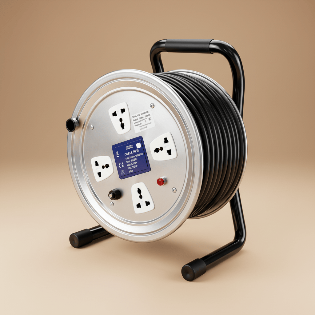 Tera Building Materials Tera Professional 3-Pin Silver Extension Cable Reel 3G × 2.0mm² with 4 Sockets | 25m & 50m