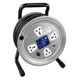 Tera Building Materials Tera Professional 3-Pin Silver Extension Cable Reel 3G × 2.0mm² with 4 Sockets | 25m & 50m