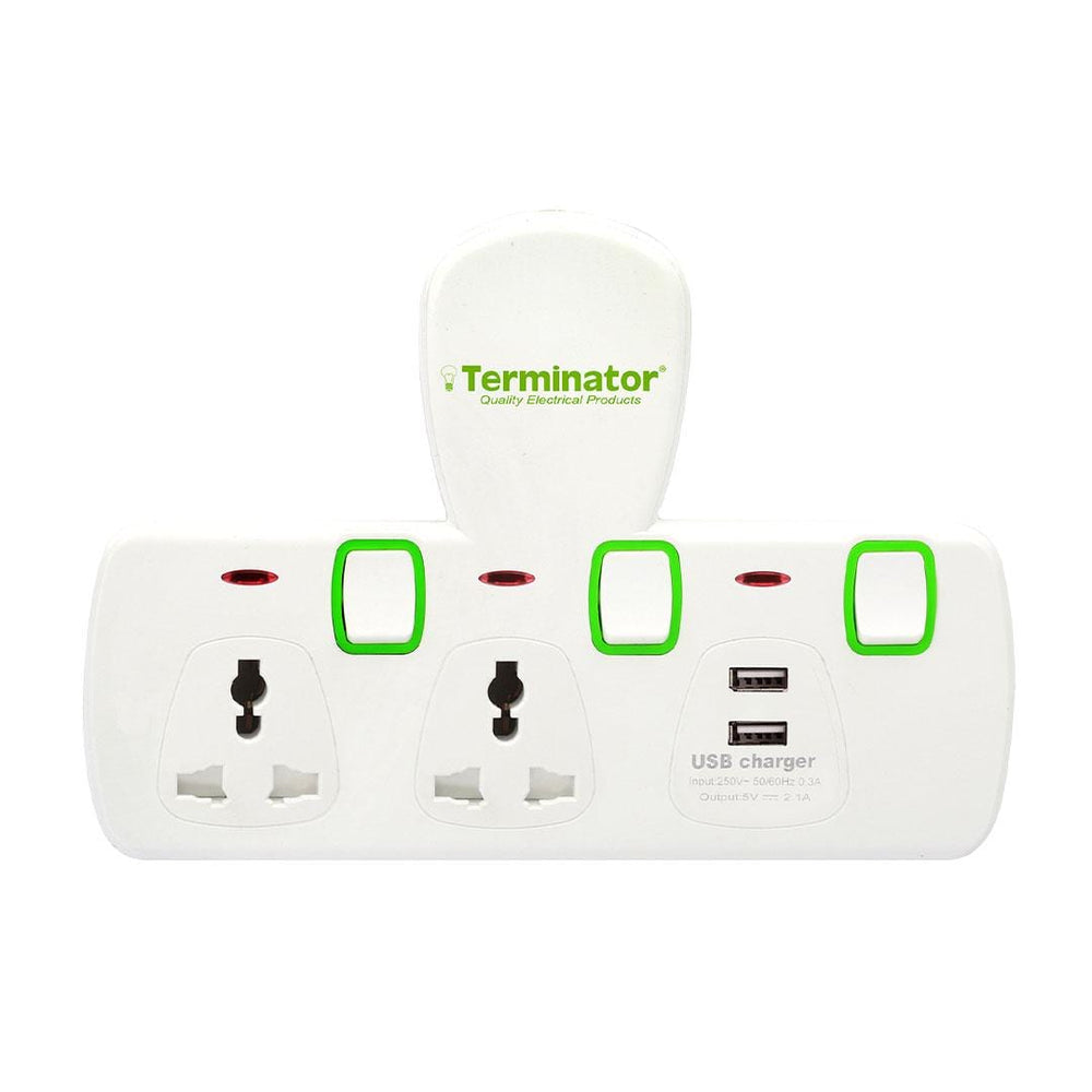 Socket Terminator Bus Buy Terminator 2-Way T-Socket Multi Adaptor with 2 USB | Shop Supply ...