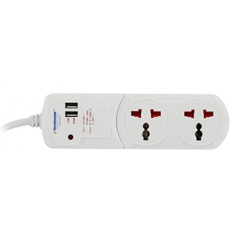 Terminator Power Management & Protection Terminator 2-Way Universal Power Extension Socket with USB - TPB 12U2I