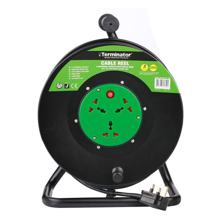 Terminator Power Management & Protection Terminator 3-Way Universal Extension Reel Socket with Heat Protector 50M - TER 3UM-50M