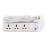 Terminator Power Management & Protection Terminator 3-Way Universal Power Extension Socket with USB - TPB 13U2I