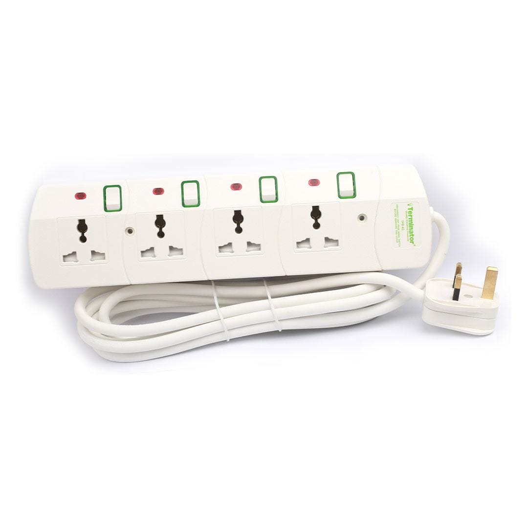 Terminator Power Management & Protection Terminator 4-Way Universal Power Extension Socket with Surge Protection - TPB 4ASP-3M