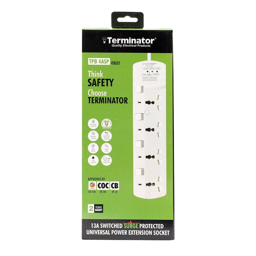 Buy Terminator 4-Way Universal Power Extension Socket with Surge ...