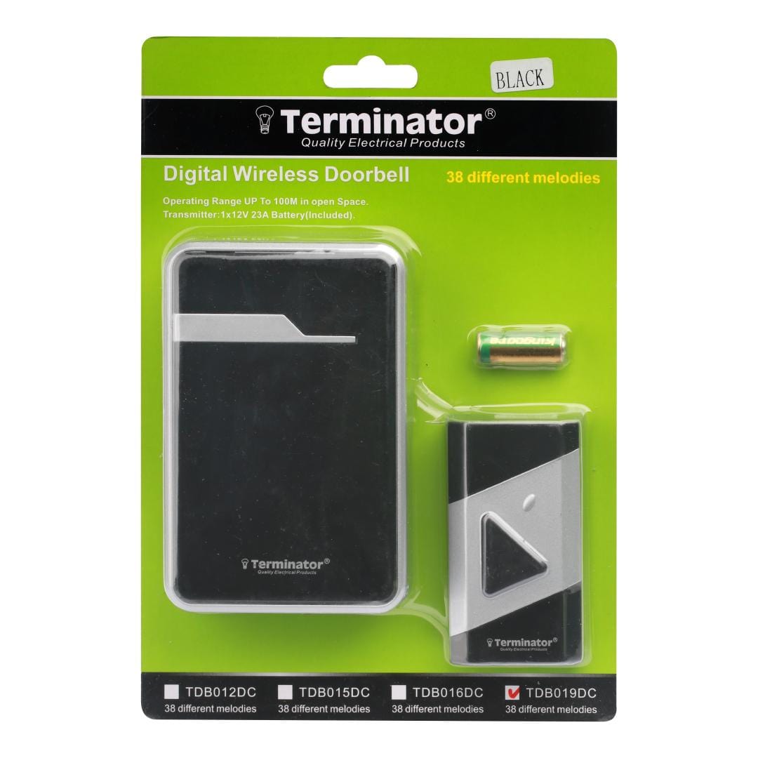 Terminator Security & Surveillance Systems Terminator Black Digital Wireless Door Bell - TDB019DC-B