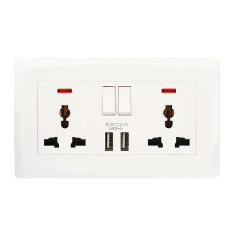 Terminator Switches & Sockets Terminator Double Universal Socket With 2 USB-A Outlet - TWS 2SUI-2USB