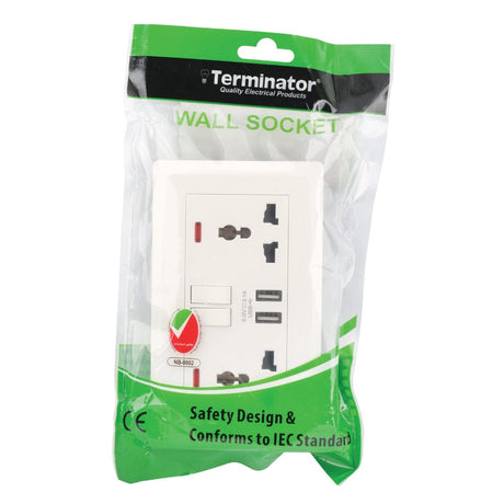 Terminator Switches & Sockets Terminator Double Universal Socket With 2 USB-A Outlet - TWS 2SUI-2USB