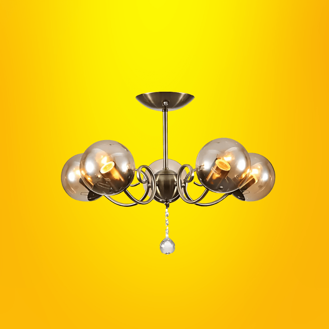 TKLD Ceiling Lights Amber 5 Lamp Globe Glass Vintage Retro Crystal Ceiling Light - 40W