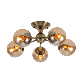 TKLD Ceiling Lights Amber 5 Lamp Globe Glass Vintage Retro Molecule Ceiling Light - 40W