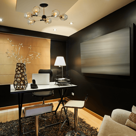 TKLD Pendant & Chandeliers Amber Bell 6 Lamp Glass Sputnik Gold Semi Flush Ceiling Light - 40W