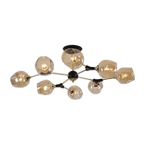 TKLD Pendant & Chandeliers Amber Bell 8 Lamp Glass Sputnik Gold Semi Flush Ceiling Light - 40W