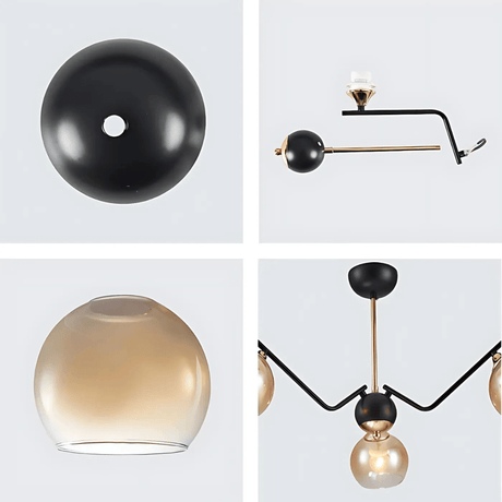 TKLD Ceiling Lights Amber Cone 3 Lamp Glass Spider Semi Flush Ceiling Light - 60W