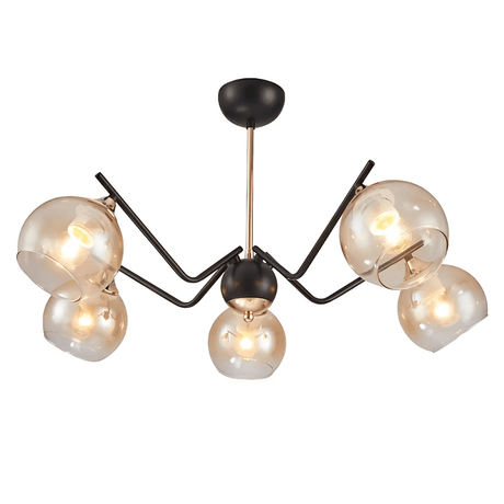 TKLD Ceiling Lights Amber Cone 5 Lamp Glass Spider Semi Flush Ceiling Light - 60W
