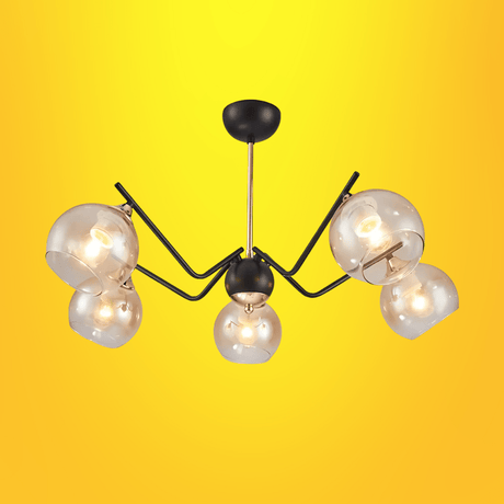 TKLD Ceiling Lights Amber Cone 5 Lamp Glass Spider Semi Flush Ceiling Light - 60W