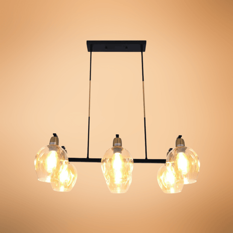 TKLD Pendant & Chandeliers Amber Cone Glass Black Gold Metal Body Island Chandelier Ceiling Light - 40W