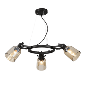 TKLD Pendant & Chandeliers Amber Cone Glass Black Suspended E27 Ceiling Light  - 3 Lamps