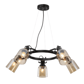 TKLD Pendant & Chandeliers Amber Cone Glass Black Suspended E27 Ceiling Light  - 5 Lamps