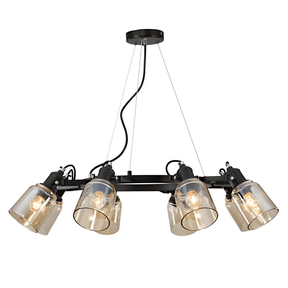 TKLD Pendant & Chandeliers Amber Cone Glass Black Suspended E27 Ceiling Light  - 8 Lamps