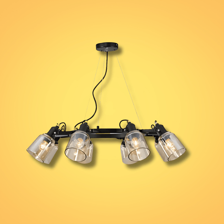 TKLD Pendant & Chandeliers Amber Cone Glass Black Suspended E27 Ceiling Light  - 8 Lamps