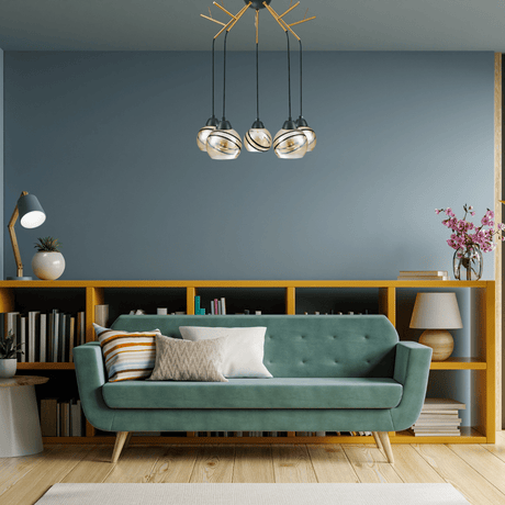 TKLD Ceiling Lights Amber Dome Glass Gold 5 Lamp Twig Modern Ceiling Light - 40W