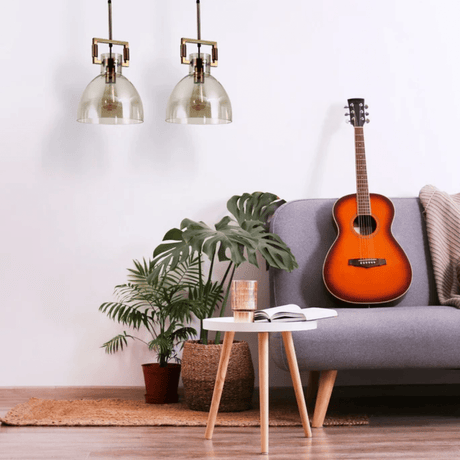 TKLD Pendant & Chandeliers Amber Dome Glass Gold Metal Body Ceiling Pendant Light