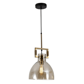 TKLD Pendant & Chandeliers Amber Dome Glass Gold Metal Body Ceiling Pendant Light