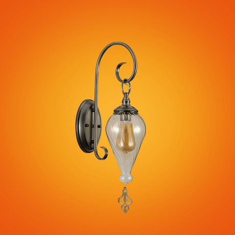 TKLD Wall & Sconce Lights Amber Glass Antique Bronze Metal Body Moroccan Style Wall Light - 40W