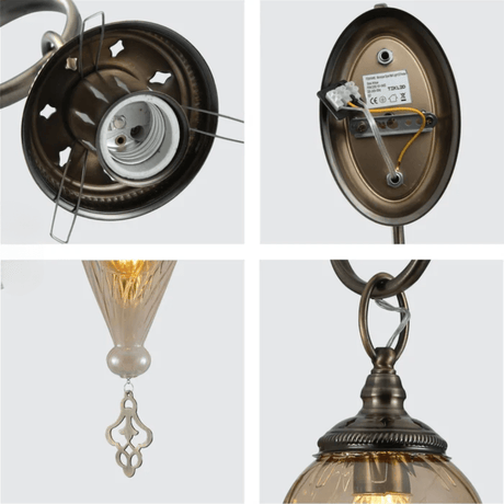 TKLD Wall & Sconce Lights Amber Glass Antique Bronze Metal Body Moroccan Style Wall Light - 40W