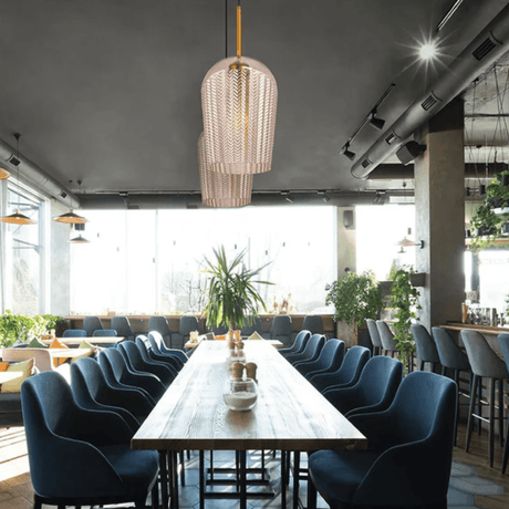 TKLD Pendant & Chandeliers Amber Glass Chevron Schoolhouse Pendant Ceiling Light