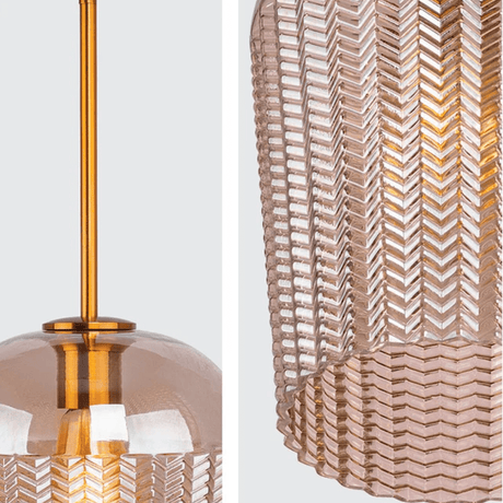 TKLD Pendant & Chandeliers Amber Glass Chevron Schoolhouse Pendant Ceiling Light