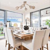 TKLD Ceiling Lights Amber Glass Dome Gold Aluminium Bronze Wishbone Semi Flush  E27 Ceiling Light - 6 Lamps