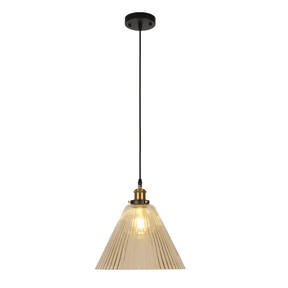 TKLD Pendant & Chandeliers Amber Glass Funnel Striped E27 Pendant Ceiling Light