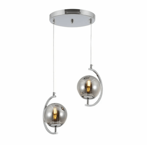 TKLD Pendant & Chandeliers Amber Glass Globe Crescent Chrome Modern Ceiling Pendant Light - 2 Lamps