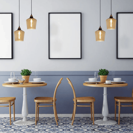 TKLD Pendant & Chandeliers Amber Glass Schoolhouse E27 Pendant Ceiling Light