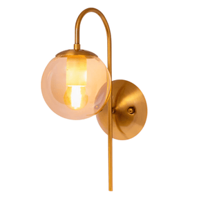 TKLD Wall & Sconce Lights Amber Globe Glass Gold Aluminium Bronze Cane Metal Downward E27 Wall Light