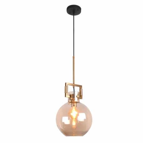 TKLD Pendant & Chandeliers Amber Globe Glass Gold Metal Body Ceiling Pendant Light