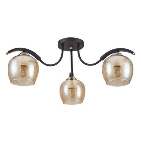 TKLD Ceiling Lights Amber New Glass Black Semi-Flush E27 Ceiling Light - 3 Lamps