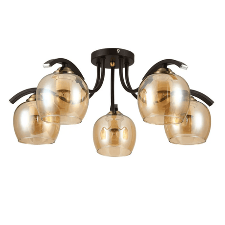 TKLD Ceiling Lights Amber New Glass Black Semi-Flush E27 Ceiling Light - 5 Lamps