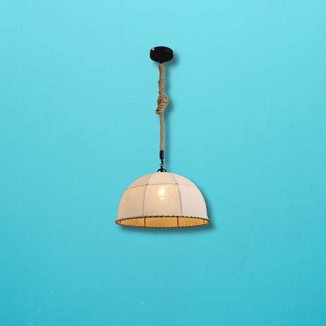 TKLD Pendant & Chandeliers American Country Antique Hemp Rope Ecru Fabric Pendant Light