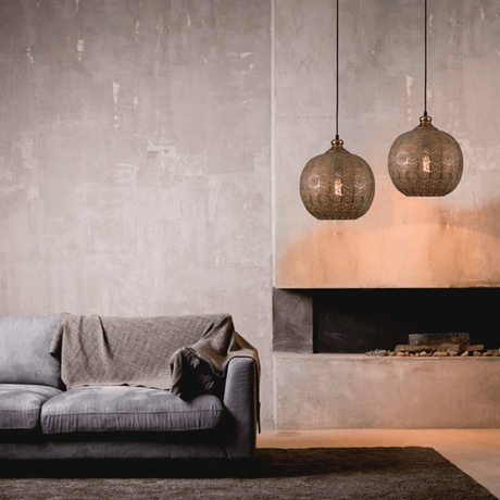 TKLD Pendant & Chandeliers Antique Brass Globe Moroccan Style E27 Pendant Ceiling Light